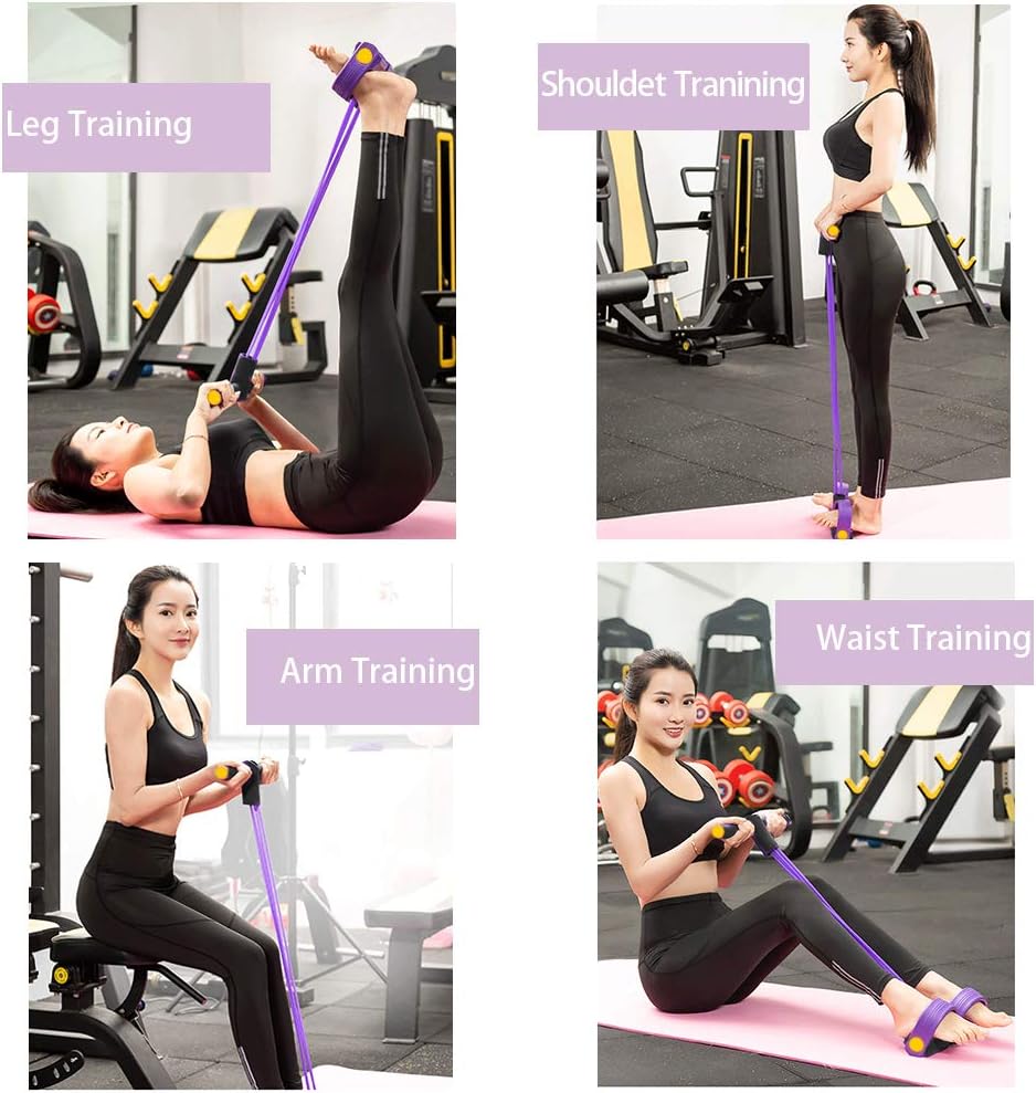 WEEZZUN Multifunction Tension Rope, 6-Tube Elastic Yoga Pedal Puller Resistance Band, Natural Latex Tension Rope Fitness Equipment, for Abdomen/Waist/Arm/Leg Stretching Slimming Training
