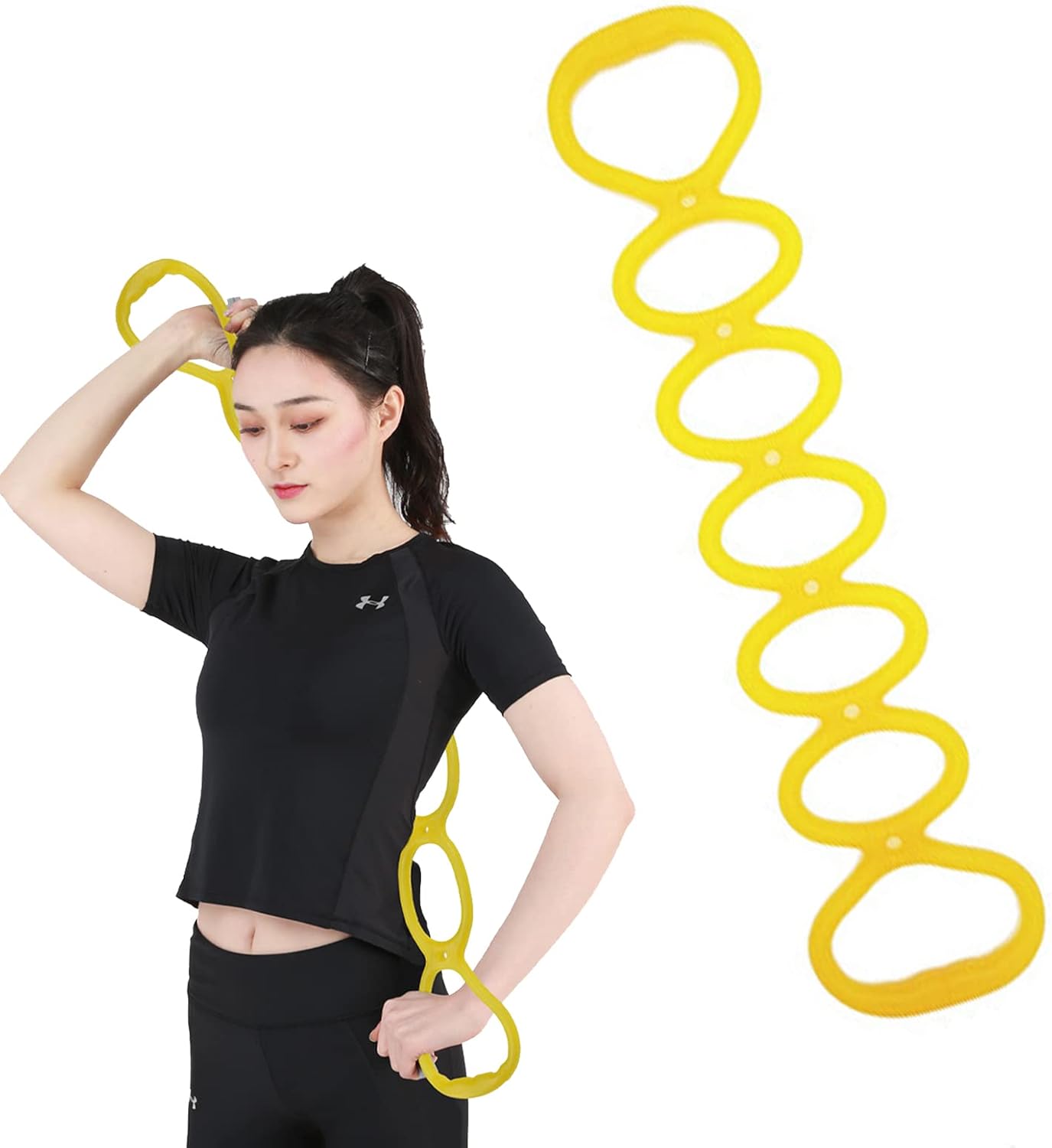 WEEZZUN 7 Ring Stretch Resistance Exercise Band, BetterJonny Workout Bands Yoga Stretching,Foot, Leg and Arm Exerciser for Home or Fitness Center Workout Walking Exercise
