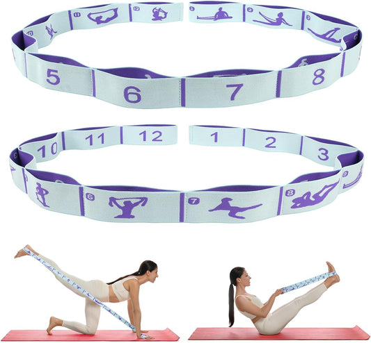 WEEZZUN Elastic Yoga Stretching Strap with Loops, CEILIWEN Stretch Straps For Physical Therapy, Pilates Stretch Band, Elastic Exercise Bands, Leg Stretching Strap, Stretch Resistance Bands For Exercise