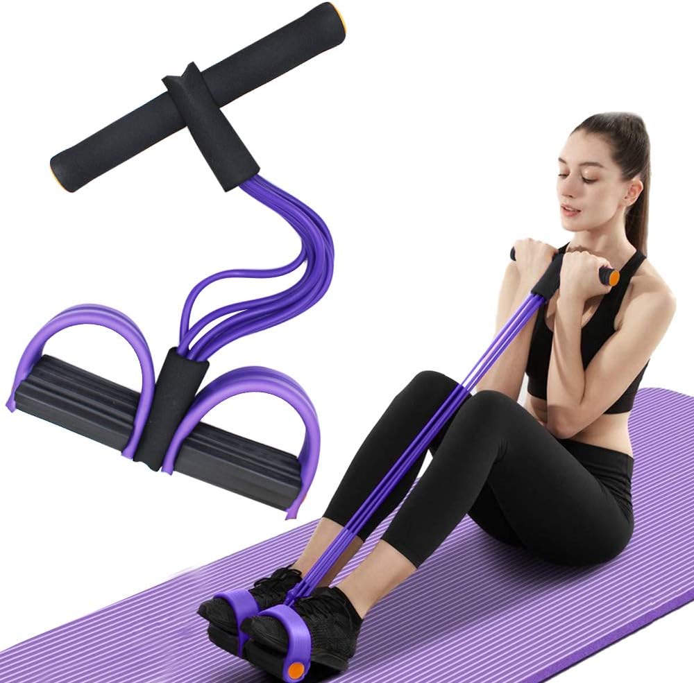 WEEZZUN Multifunction Tension Rope, 6-Tube Elastic Yoga Pedal Puller Resistance Band, Natural Latex Tension Rope Fitness Equipment, for Abdomen/Waist/Arm/Leg Stretching Slimming Training