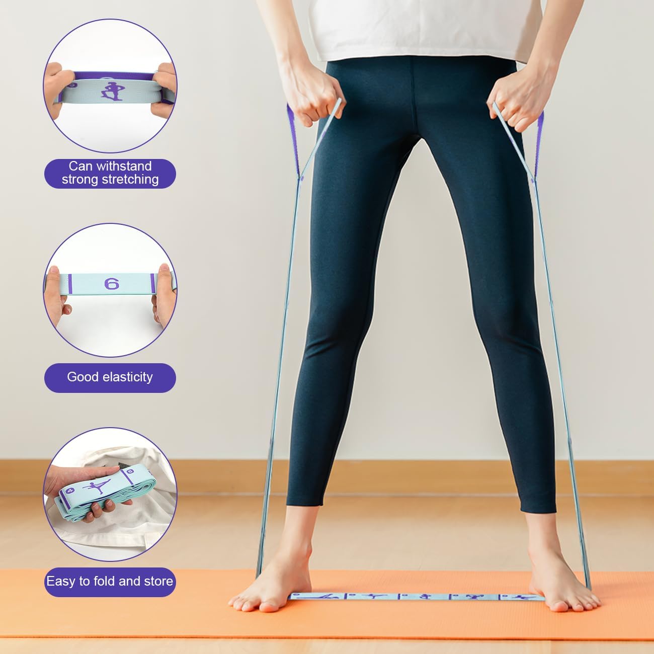 WEEZZUN Elastic Yoga Stretching Strap with Loops, CEILIWEN Stretch Straps For Physical Therapy, Pilates Stretch Band, Elastic Exercise Bands, Leg Stretching Strap, Stretch Resistance Bands For Exercise