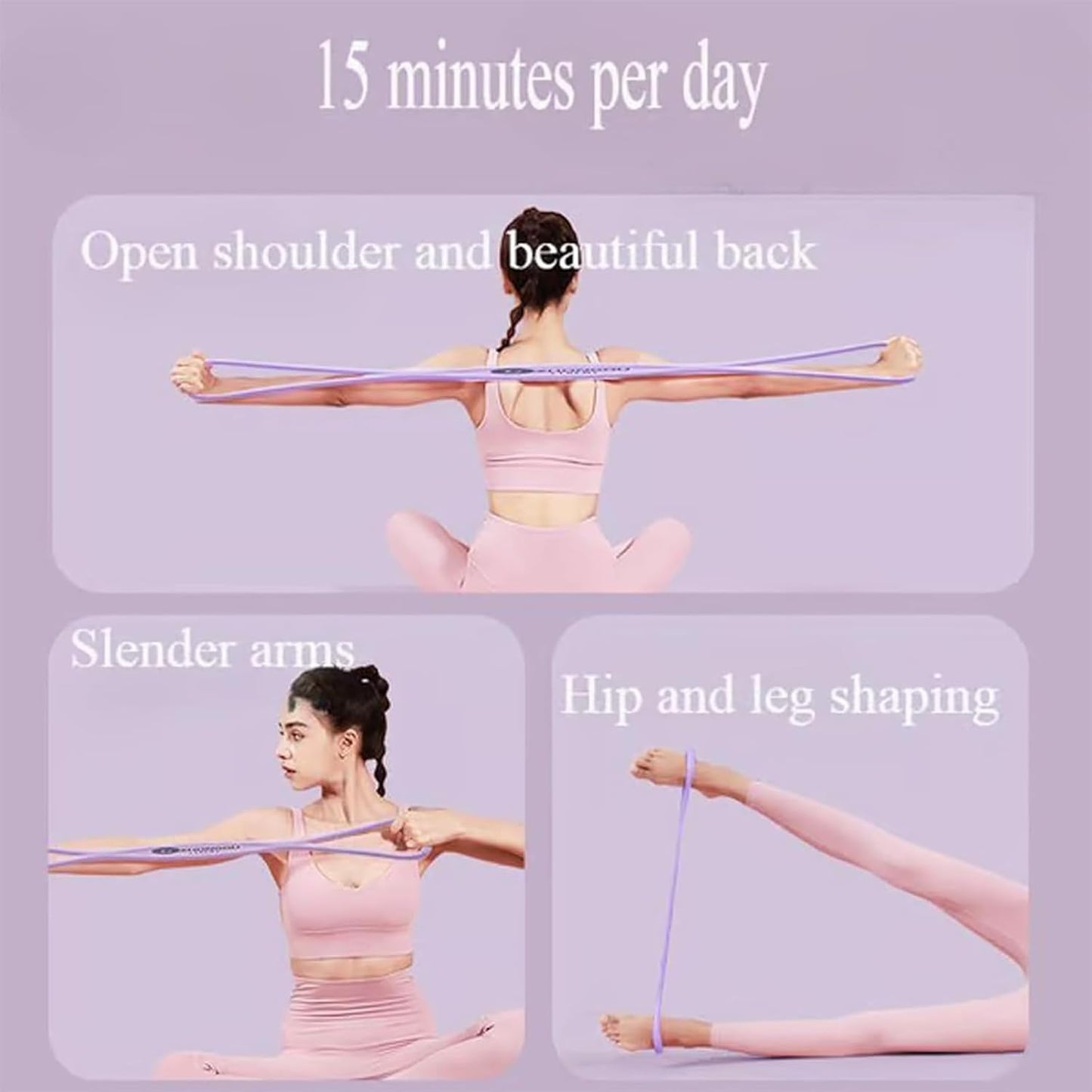 WEEZZUN Novealcrbe Resistance Bands, Novealcrbe Figure 8 Resistance Bands, Luminousdo Resistance Band for Women Men, Yoga Resistance Band for A Sexy Back in Just 10 Minutes/Day