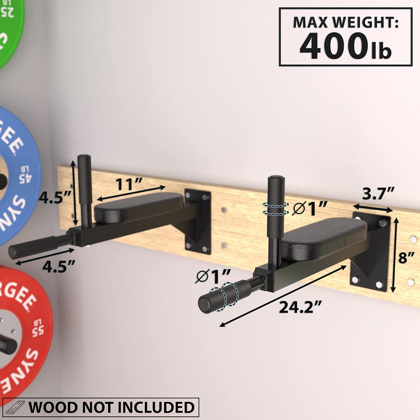 WEEZZUN Wall Mounted Dip Station. Dip Bars for L Sits, Knee Raises, and More! Gymnastics and Upper Body Fitness Training. Max Capacity 400 LB.