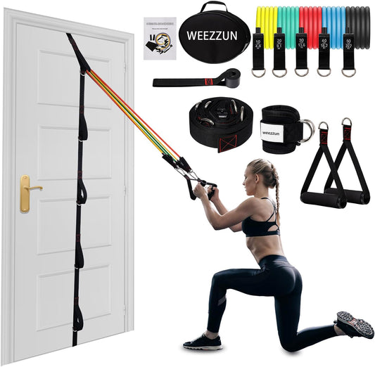 WEEZZUN Door Anchor Strap for Resistance Bands, Door Resistance Bands for Workouts, Strength Training, Portable Door Gym Attachment for Home Fitness, Multi Point Anchor Workout Equipment