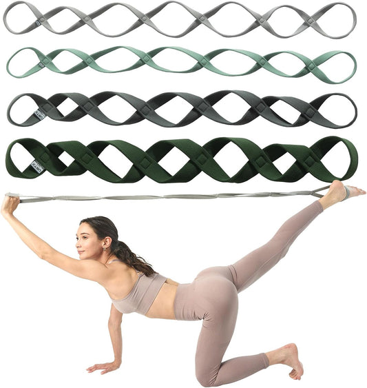 WEEZZUN Stretch Straps for Exercise | Yoga & Pilates Stretching Bands w/ 7 Loops | Resistance Bands for Fitness Workout, Home Gym, Physical Therapy | Soft Cloth, Durable