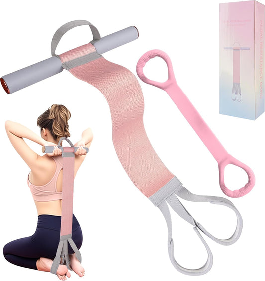 WEEZZUN 120LB Fabric Resistance Band with Handles,Non-Slip Pedal Puller Resistance Band for Strength Muscle Training-Thicken Fabric Fitness Resistance Bands for Full Body Toning,Physical Therapy