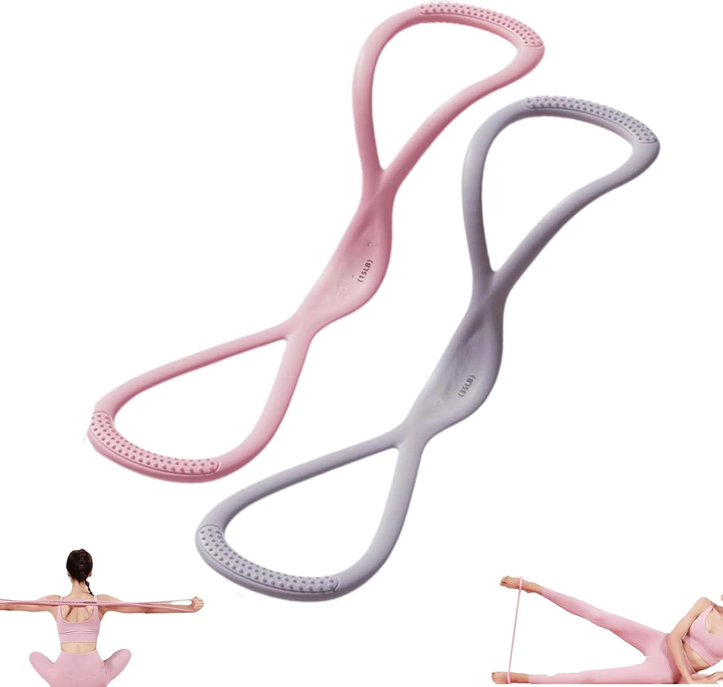 WEEZZUN Novealcrbe Resistance Bands, Novealcrbe Figure 8 Resistance Bands, Luminousdo Resistance Band for Women Men, Yoga Resistance Band for A Sexy Back in Just 10 Minutes/Day