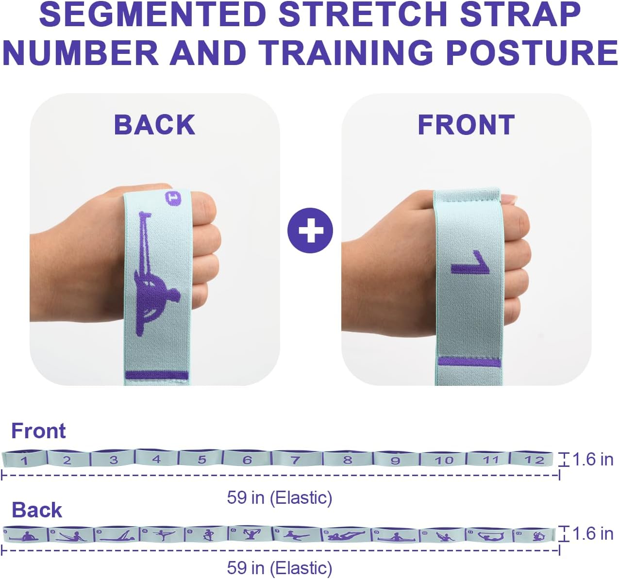 WEEZZUN Elastic Yoga Stretching Strap with Loops, CEILIWEN Stretch Straps For Physical Therapy, Pilates Stretch Band, Elastic Exercise Bands, Leg Stretching Strap, Stretch Resistance Bands For Exercise
