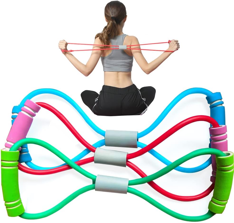 WEEZZUN Fitness 8 Yoga Pulling Rope Resistance Band & Arm Resistance Bands Workout Chest Arm and Shoulder Stretch Bands Exercise Equipment