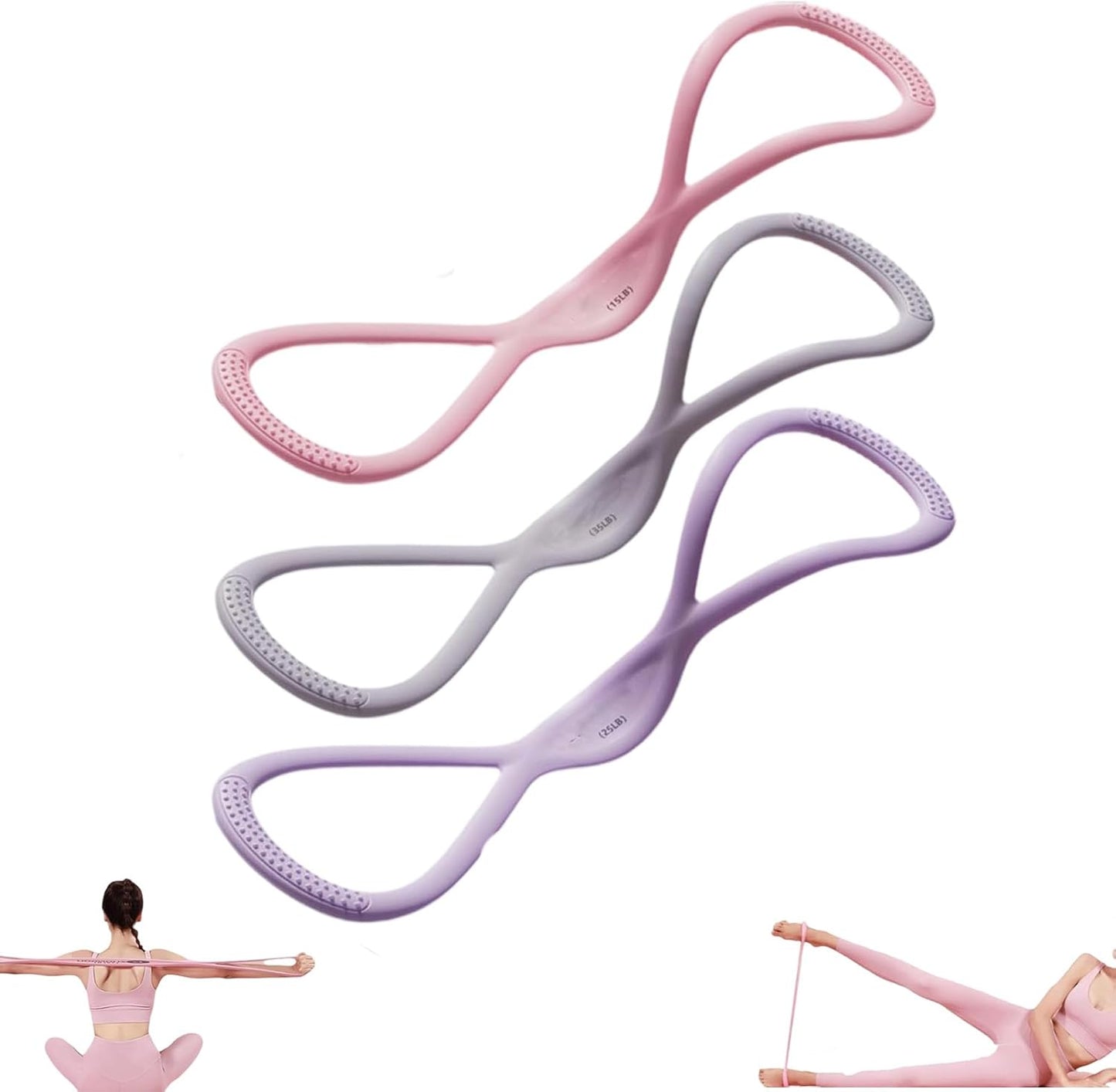 WEEZZUN Novealcrbe Resistance Bands, Novealcrbe Figure 8 Resistance Bands, Luminousdo Resistance Band for Women Men, Yoga Resistance Band for A Sexy Back in Just 10 Minutes/Day