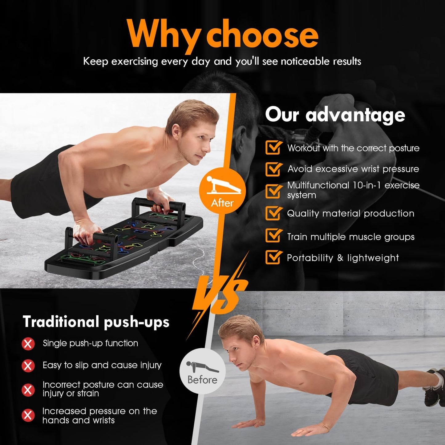 WEEZZUN Push Up Board,Home Gym,Portable Exercise Equipment,Pilates Bar and 20 Fitness Accessories with Resistance Bands and Ab Roller Wheel,Full Body Workout at Home