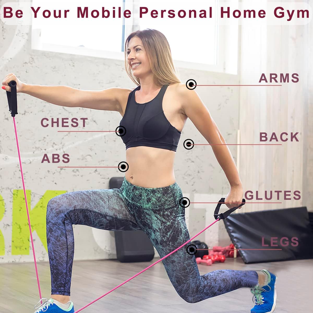 WEEZZUN Resistance Bands with Handles, Single Resistance Bands, Exercise Bands with Handles, for Resistance Training, Physical Therapy, Home Workouts, Fitness, Pilates