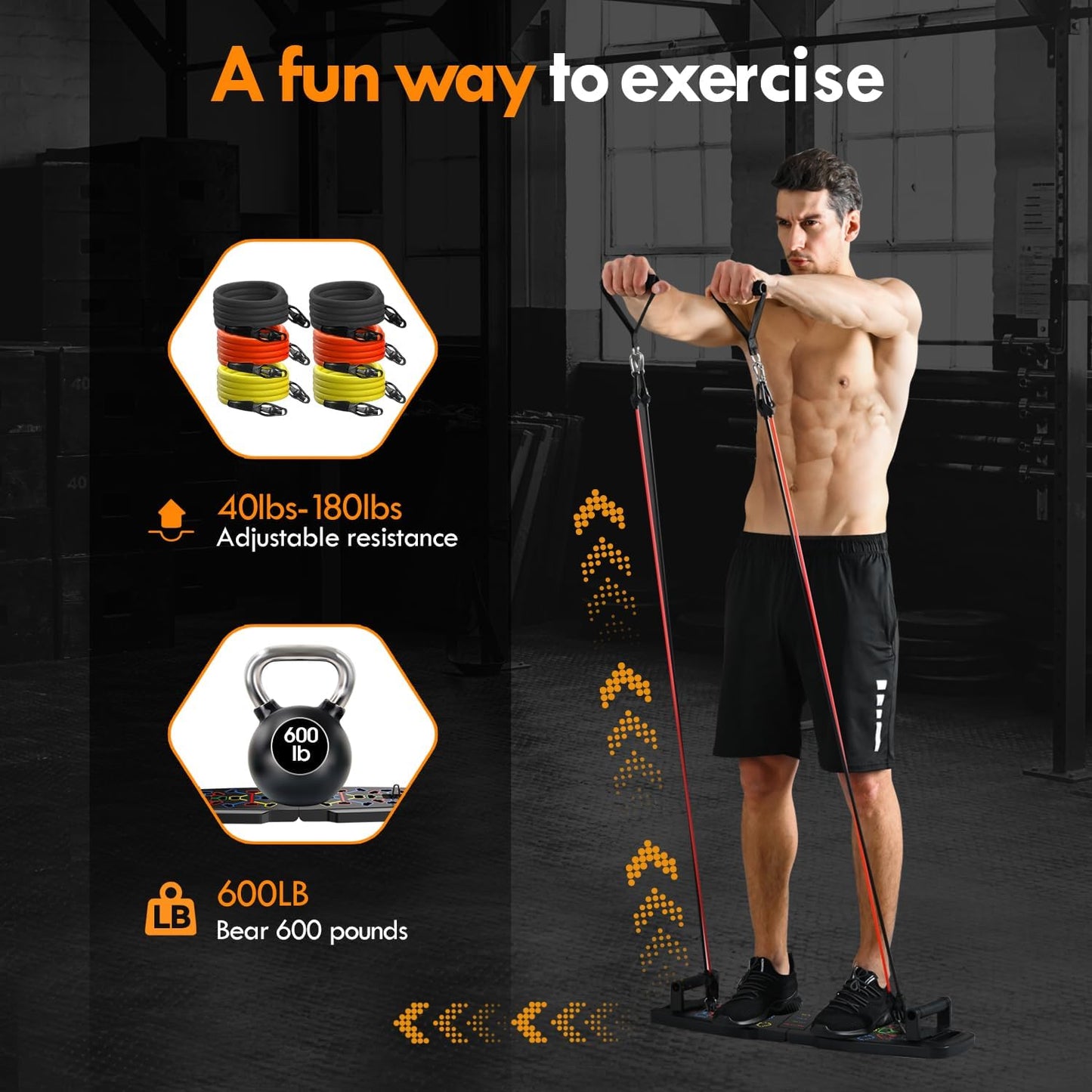WEEZZUN Push Up Board,Home Gym,Portable Exercise Equipment,Pilates Bar and 20 Fitness Accessories with Resistance Bands and Ab Roller Wheel,Full Body Workout at Home