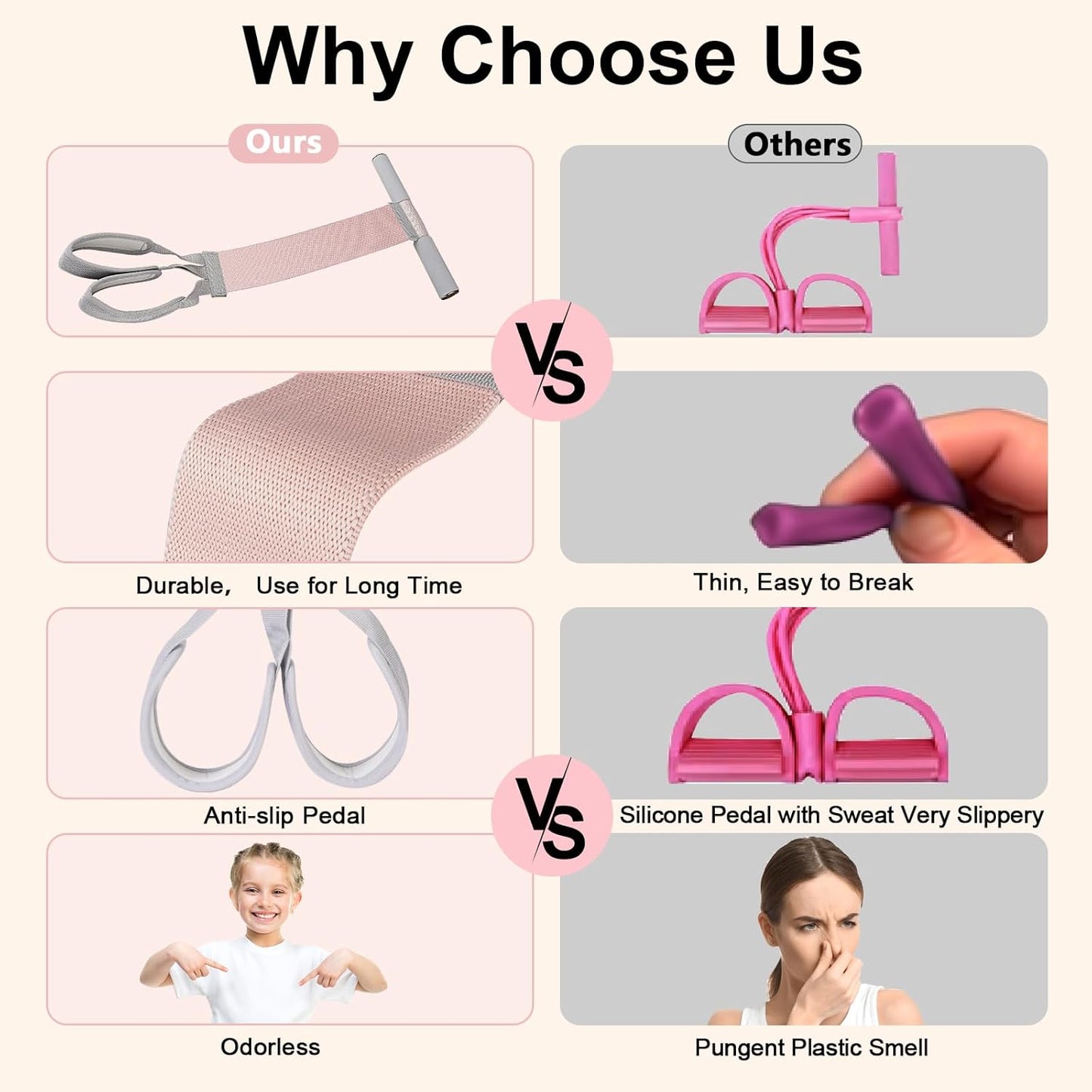WEEZZUN 120LB Fabric Resistance Band with Handles,Non-Slip Pedal Puller Resistance Band for Strength Muscle Training-Thicken Fabric Fitness Resistance Bands for Full Body Toning,Physical Therapy