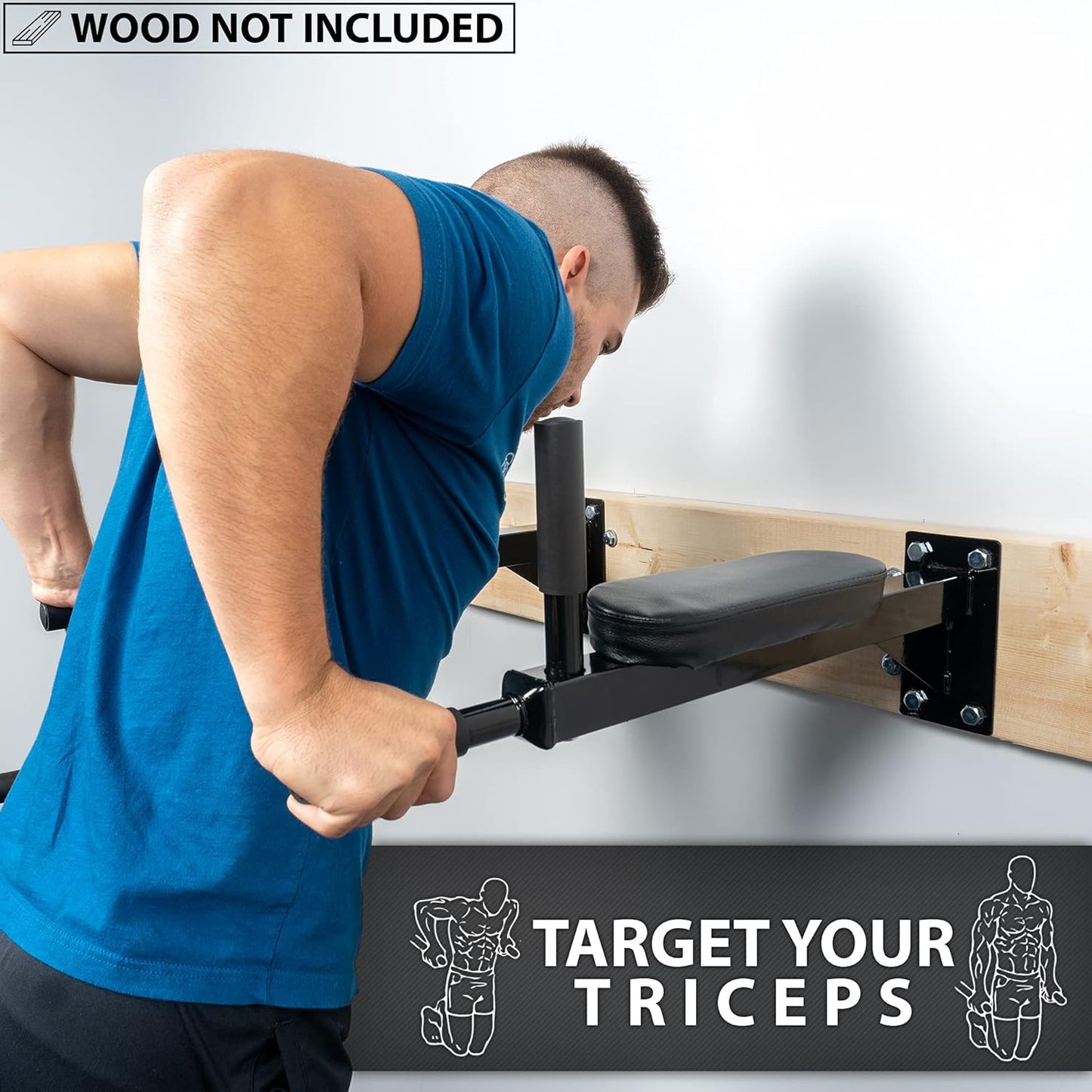 WEEZZUN Wall Mounted Dip Station. Dip Bars for L Sits, Knee Raises, and More! Gymnastics and Upper Body Fitness Training. Max Capacity 400 LB.